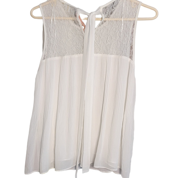 ZARA White Sleeveless Chiffon and Lace Women's Flare Top Size Small - Picture 2 of 7